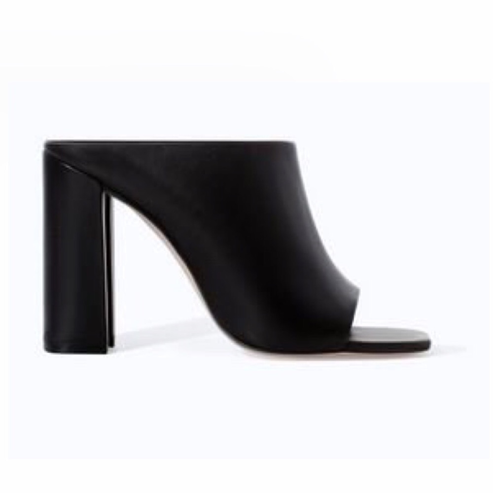 Leather High Heel Sandal Mules
